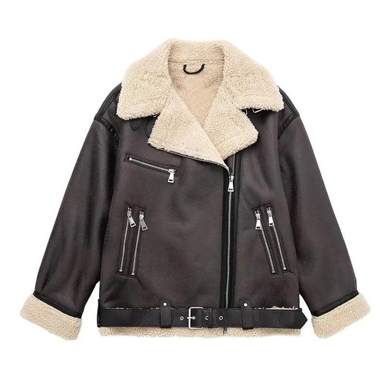 Maple Mocha Faux Fur Lapel Jacket - Brown / XS - Mermaid Way