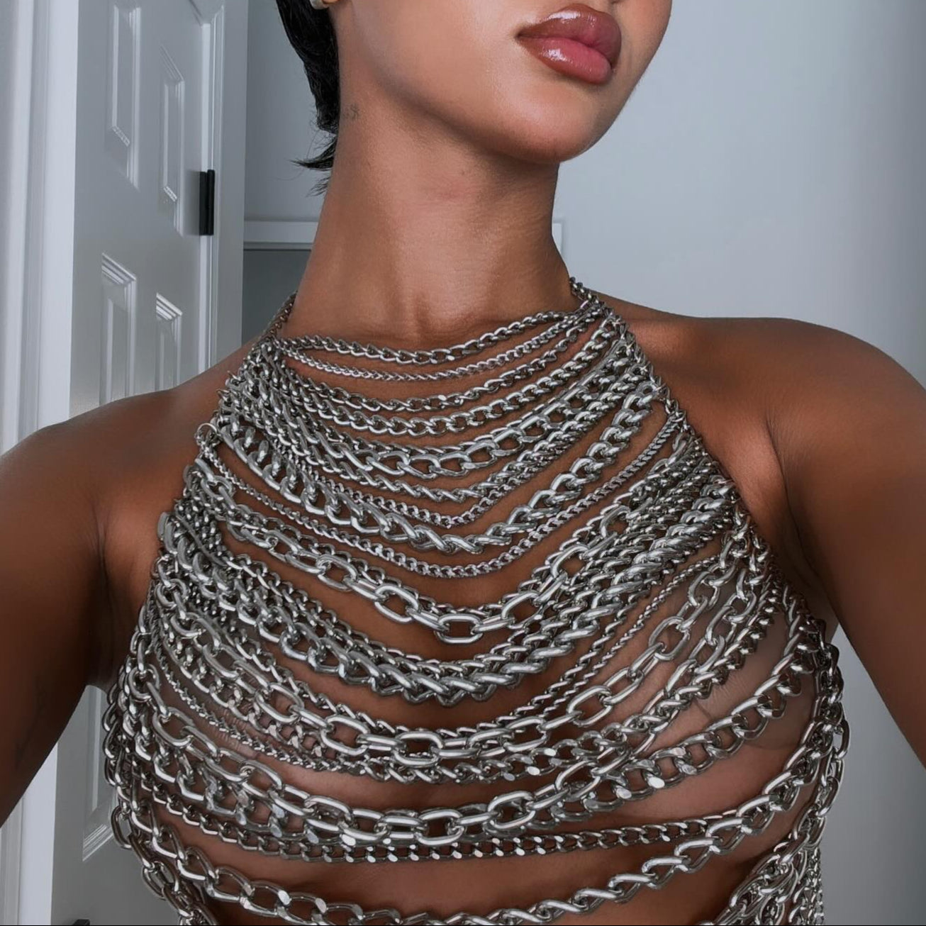 Mazari Metal Chain Halter Top Mermaid Way