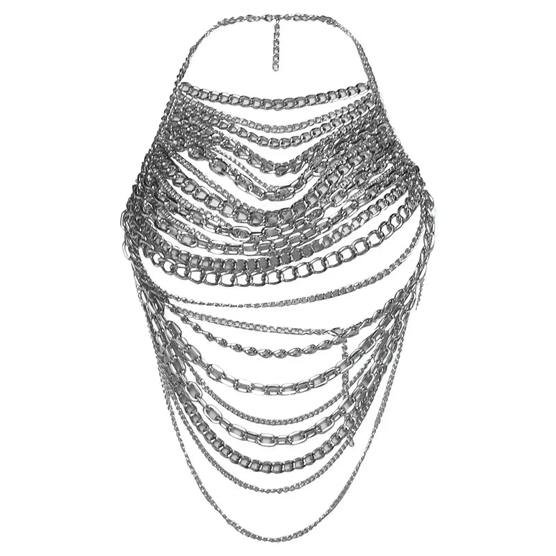 chain halter top with layered design, party outfit