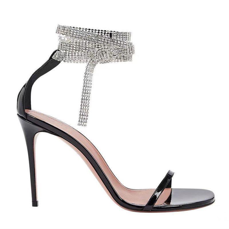 Gossip Girls Black Diamond Chain Sandals