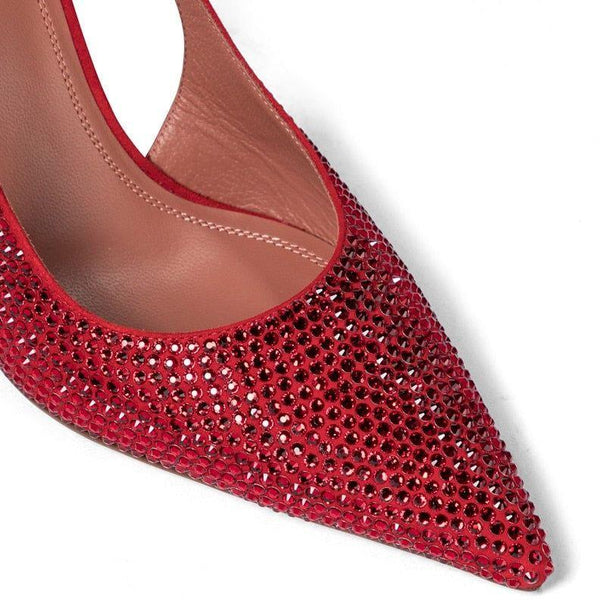 Red sequin shoe on a white background