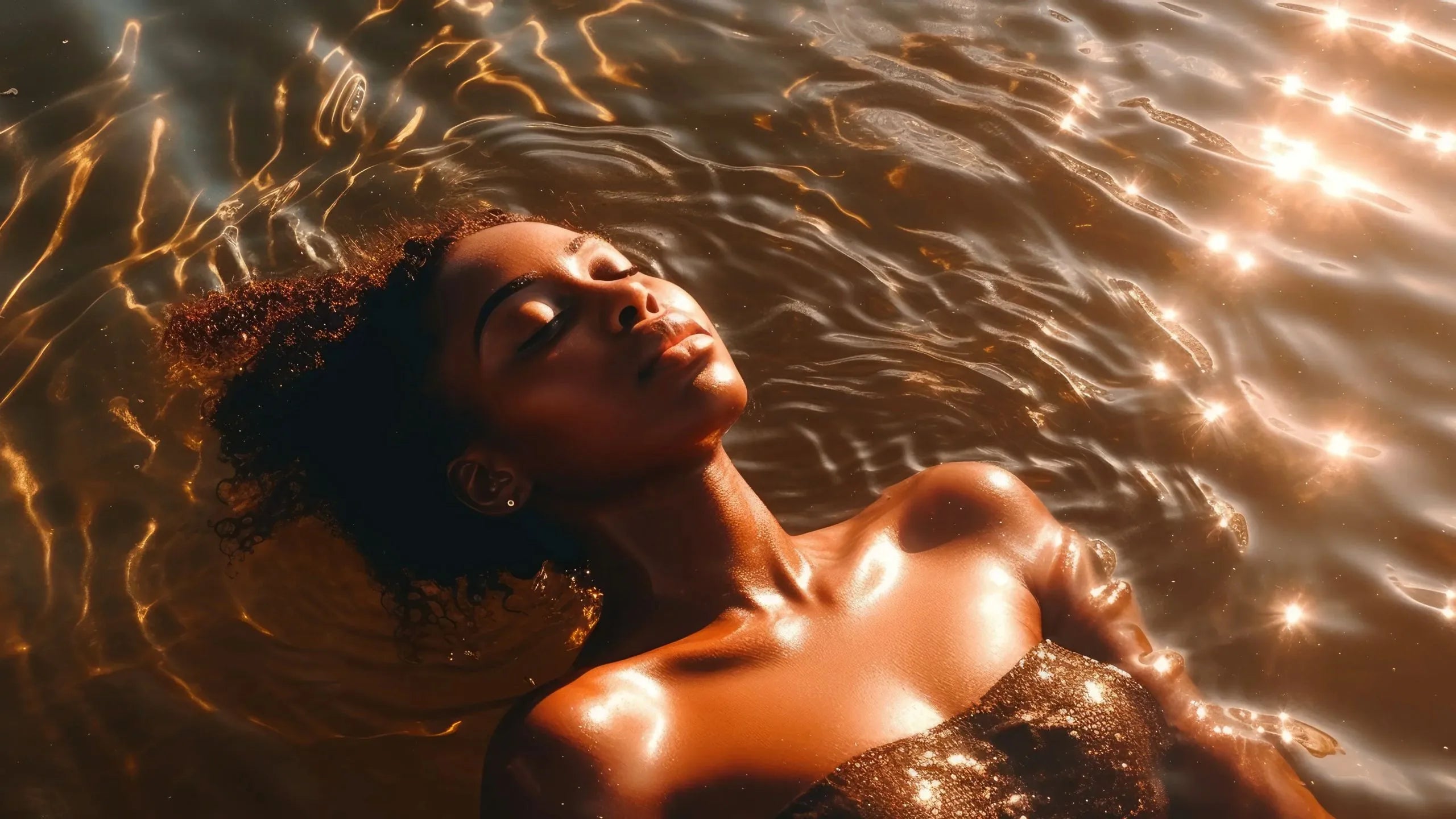 black girl lying in the water