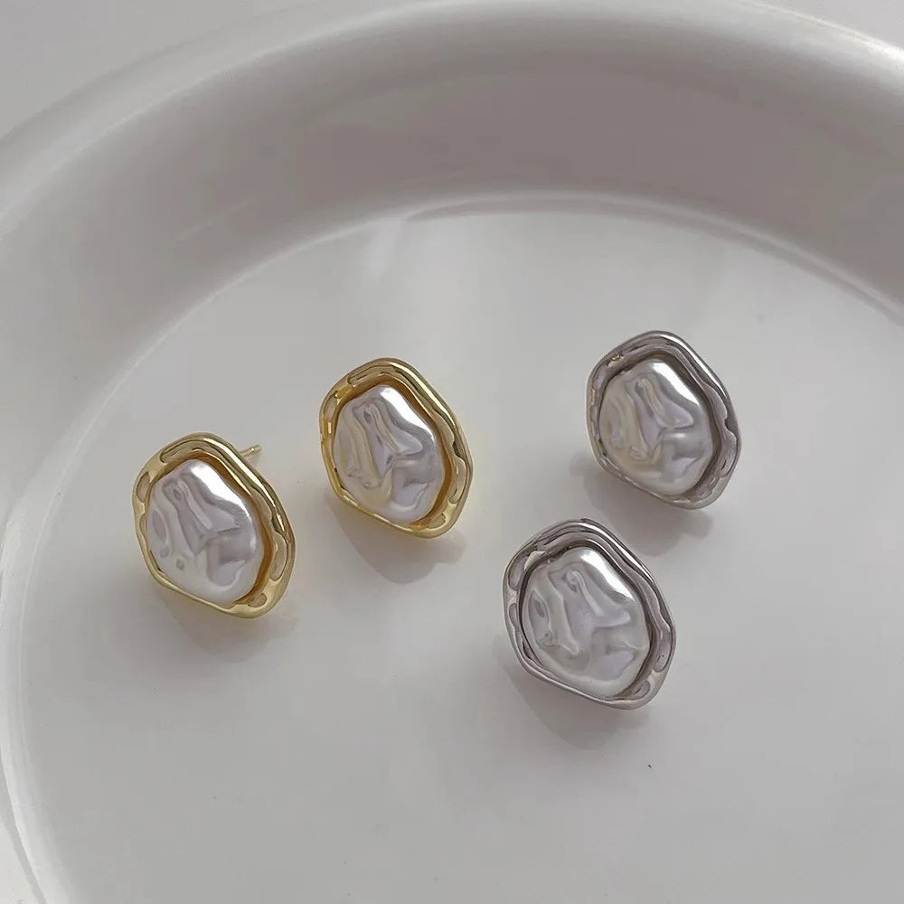 Metal Pearl Earrings Mermaid Way