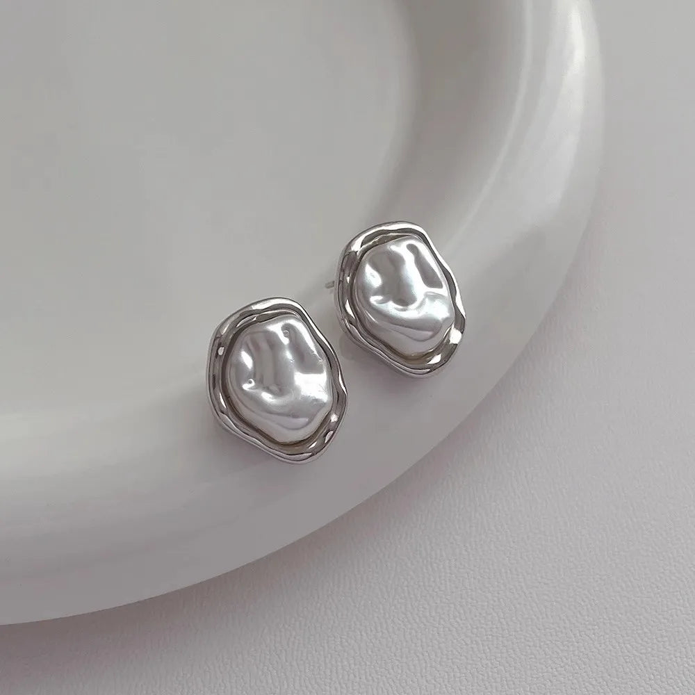 Metal Pearl Earrings Mermaid Way