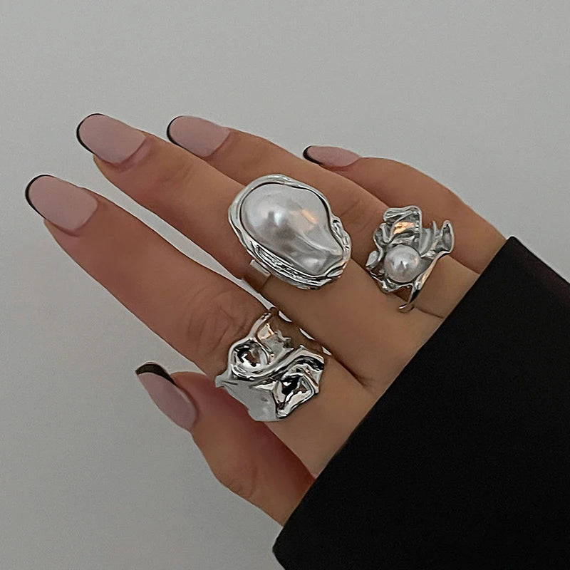 Molten Pearl Open Rings Set Mermaid Way