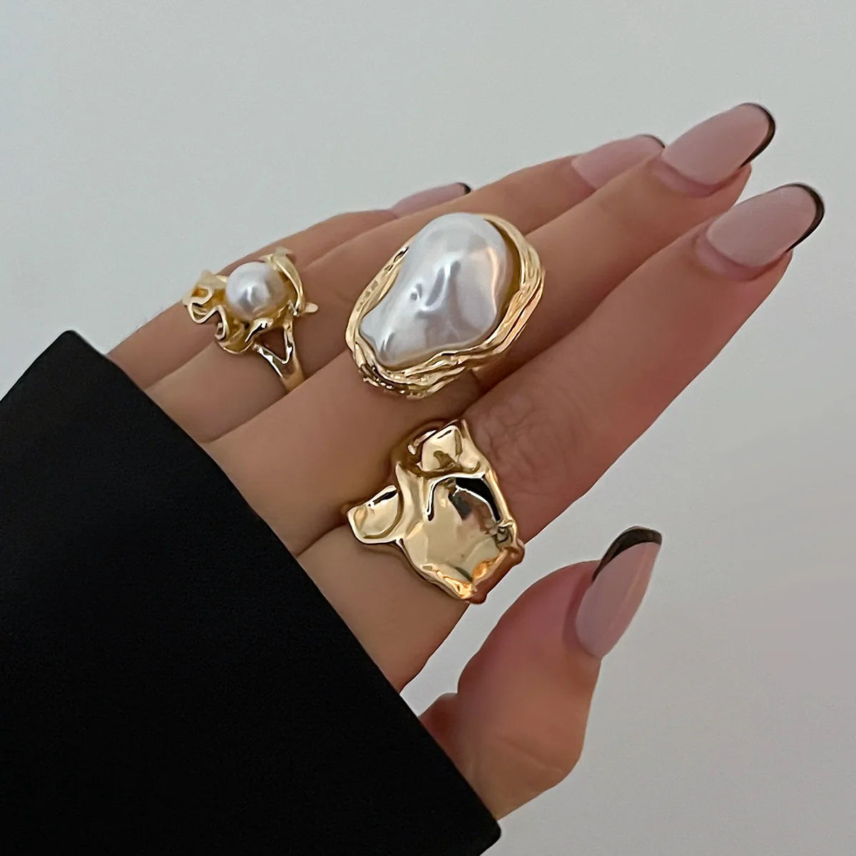 Molten Pearl Open Rings Set Mermaid Way