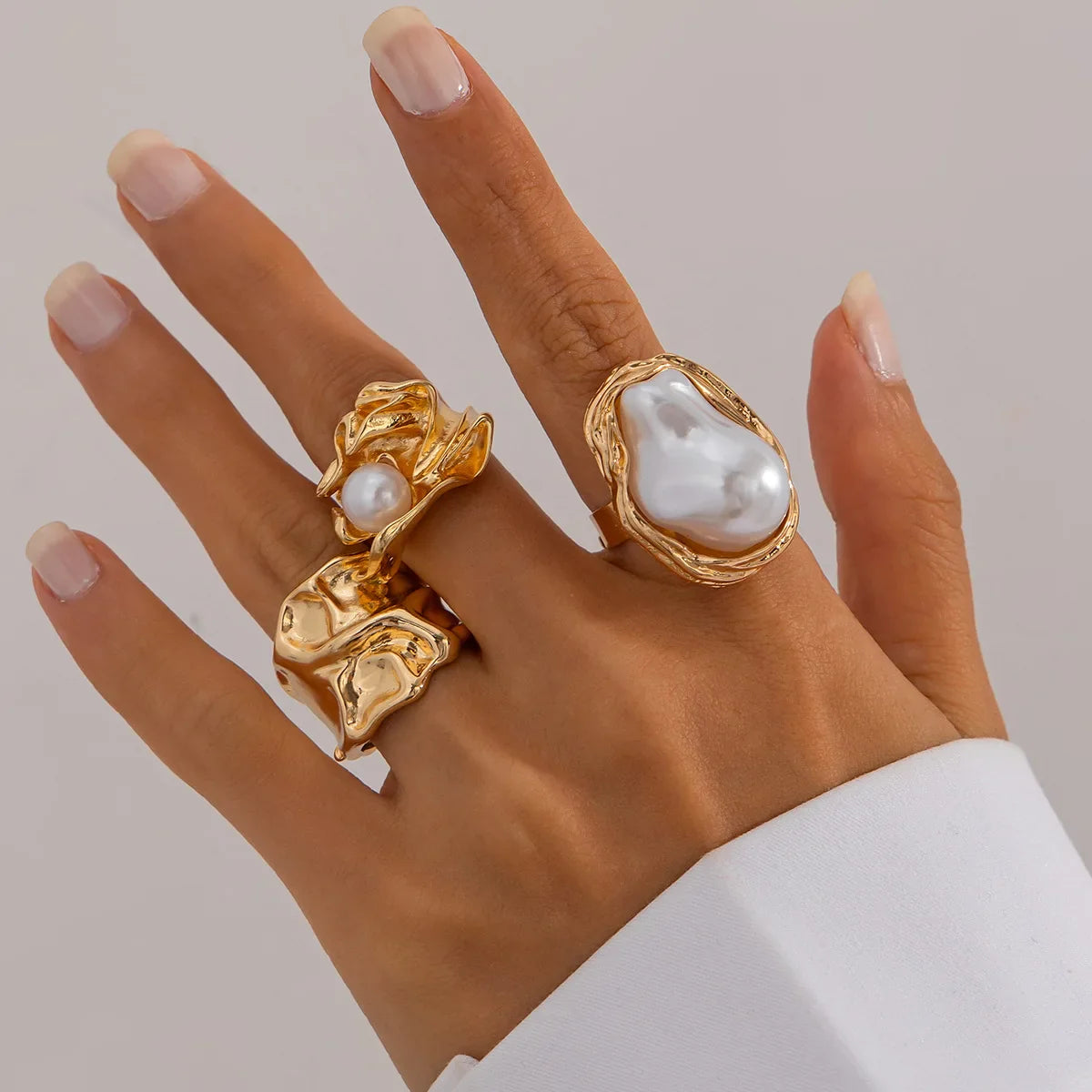 Molten Pearl Open Rings Set Mermaid Way