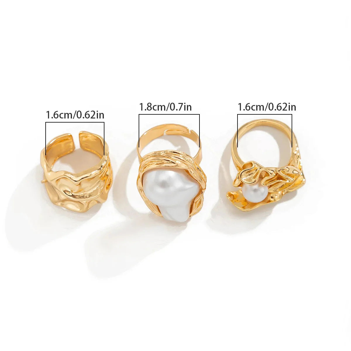Molten Pearl Open Rings Set Mermaid Way
