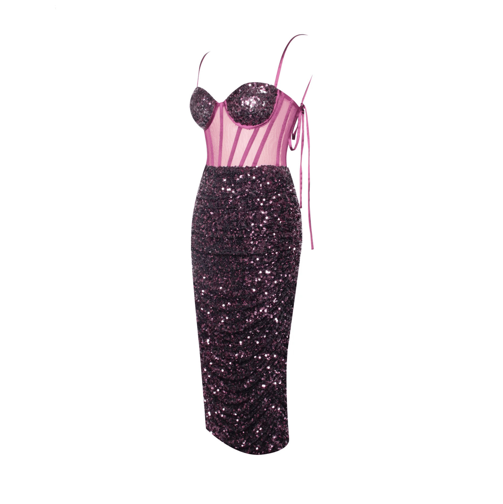Mon Amour Purple Sequin Corset Midi Dress | Evening Glam Mon Amour Purple Sequin Corset Midi Dress | Evening Glam