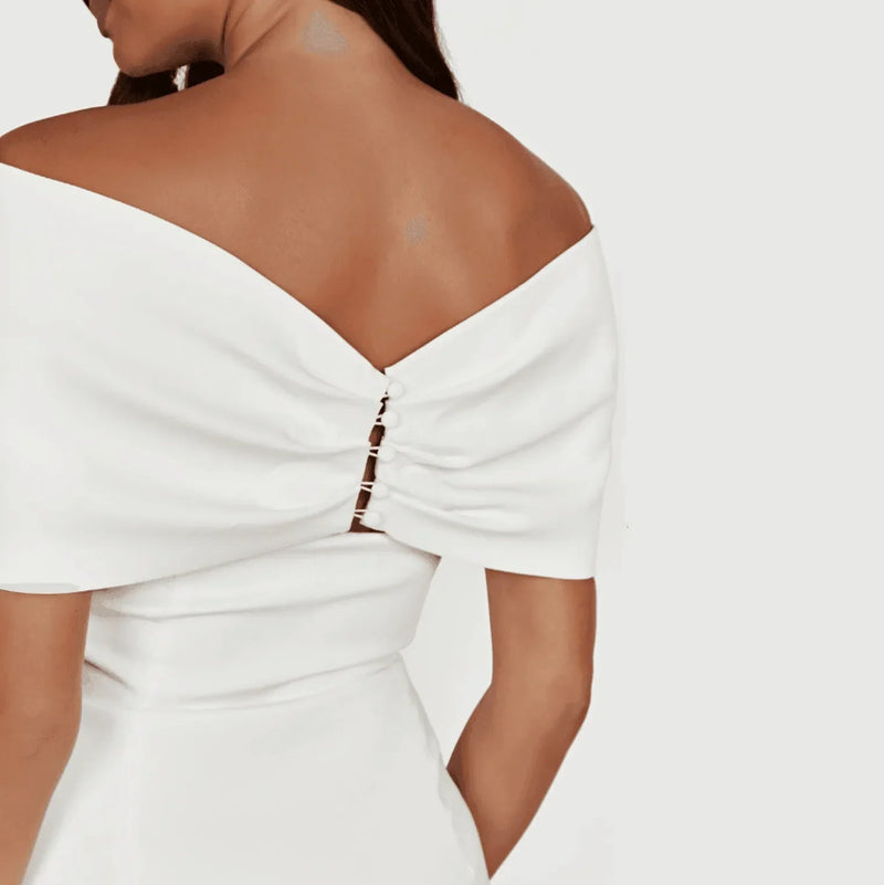 Women's Sheath Dress Mini Dress Backless Bow Wedding Party Elegant Formal Off Shoulder Short Sleeve Black White Red Color
