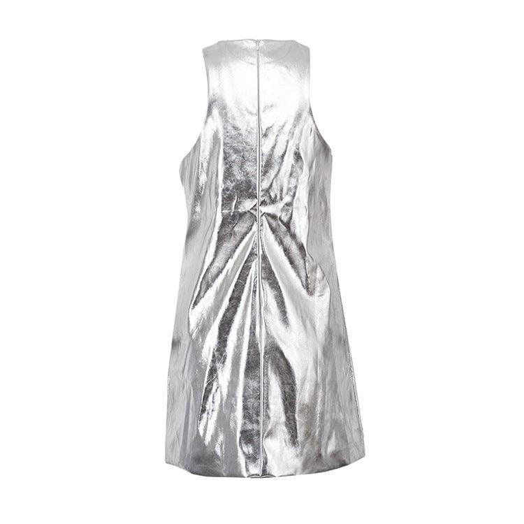 Moonstone Foiled Faux Leather Mini Dress Moonstone Foiled Faux Leather Mini Dress