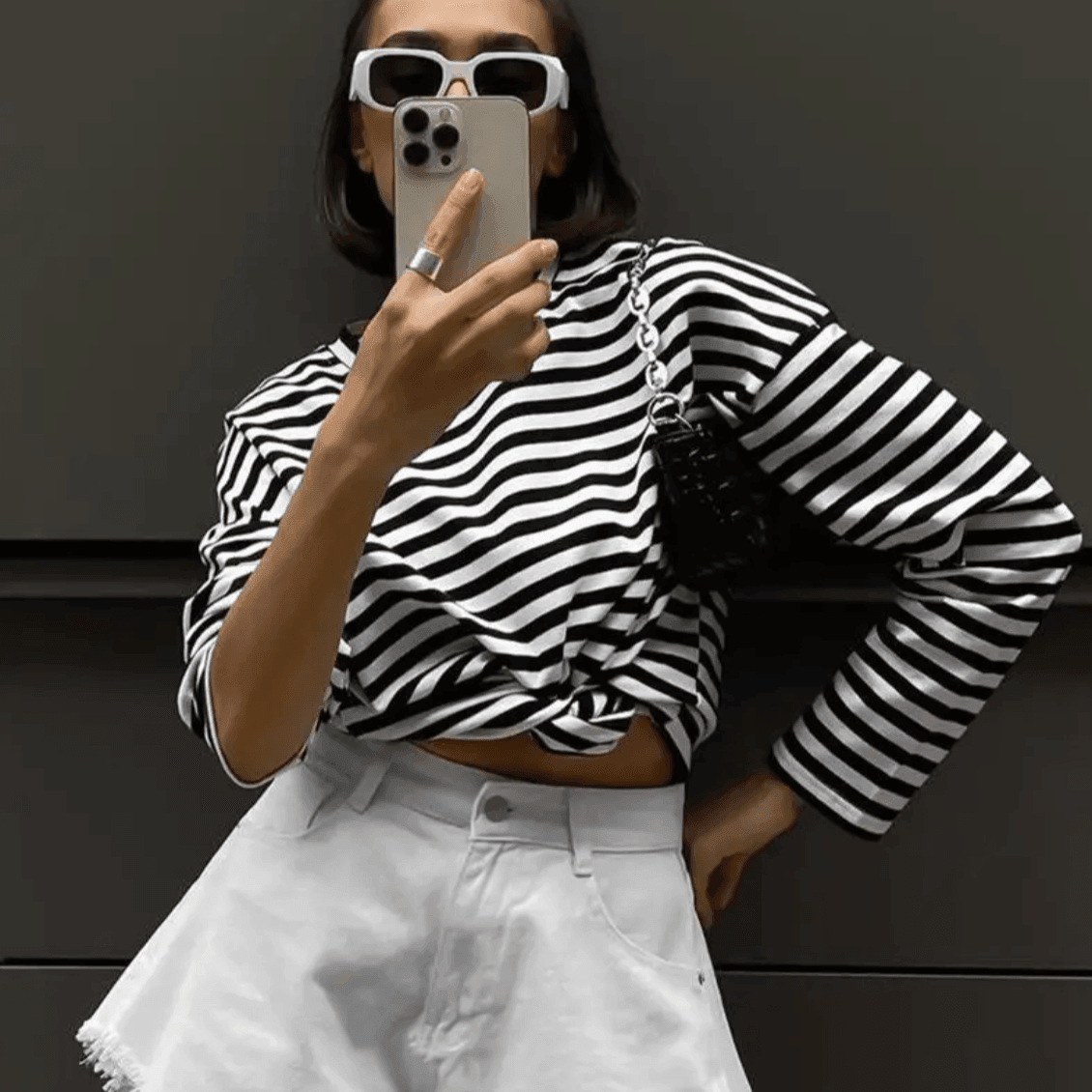 My Side of Town Striped Long Sleeve Top - Black & White / S - Mermaid Way