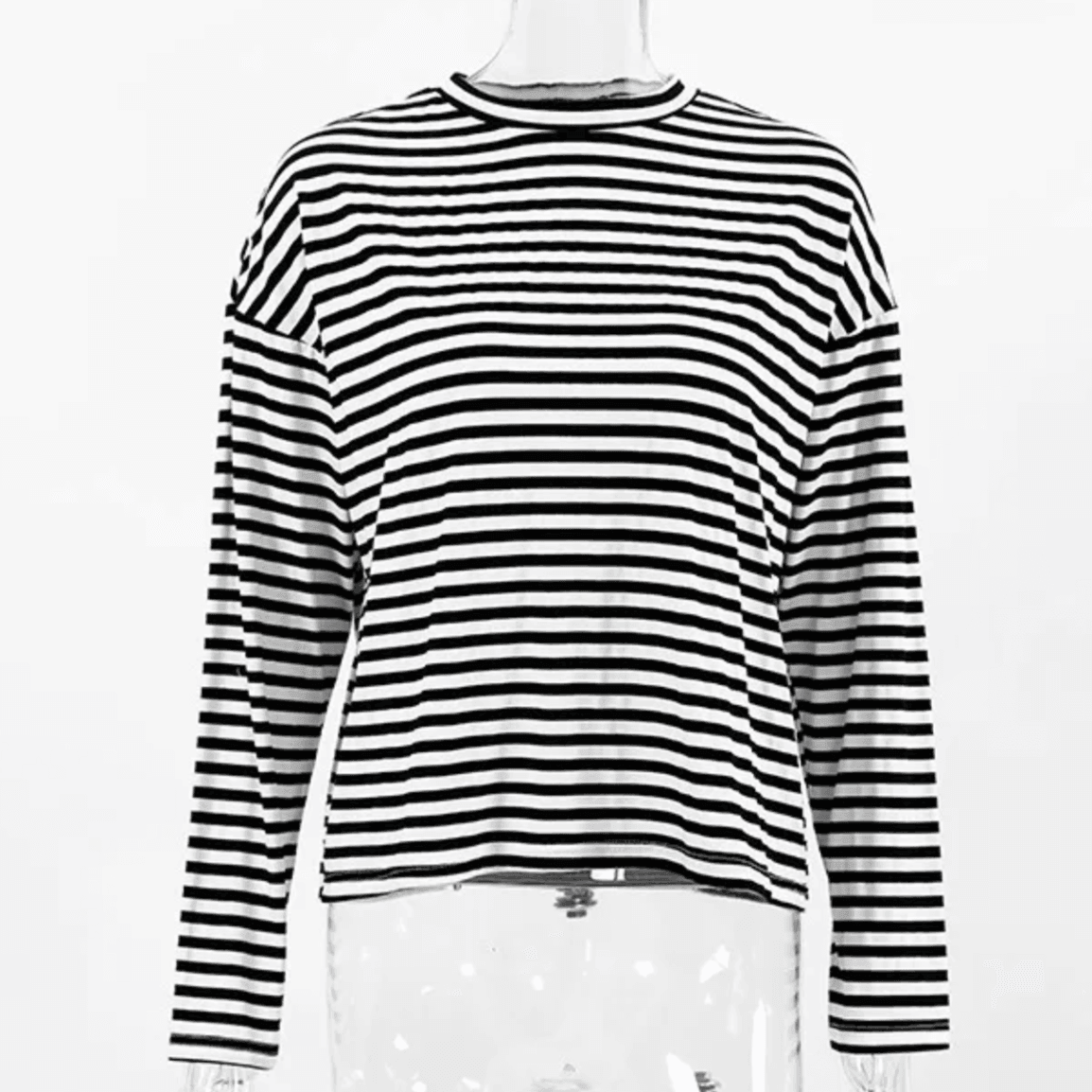 My Side of Town Striped Long Sleeve Top - Black & White / S - Mermaid Way