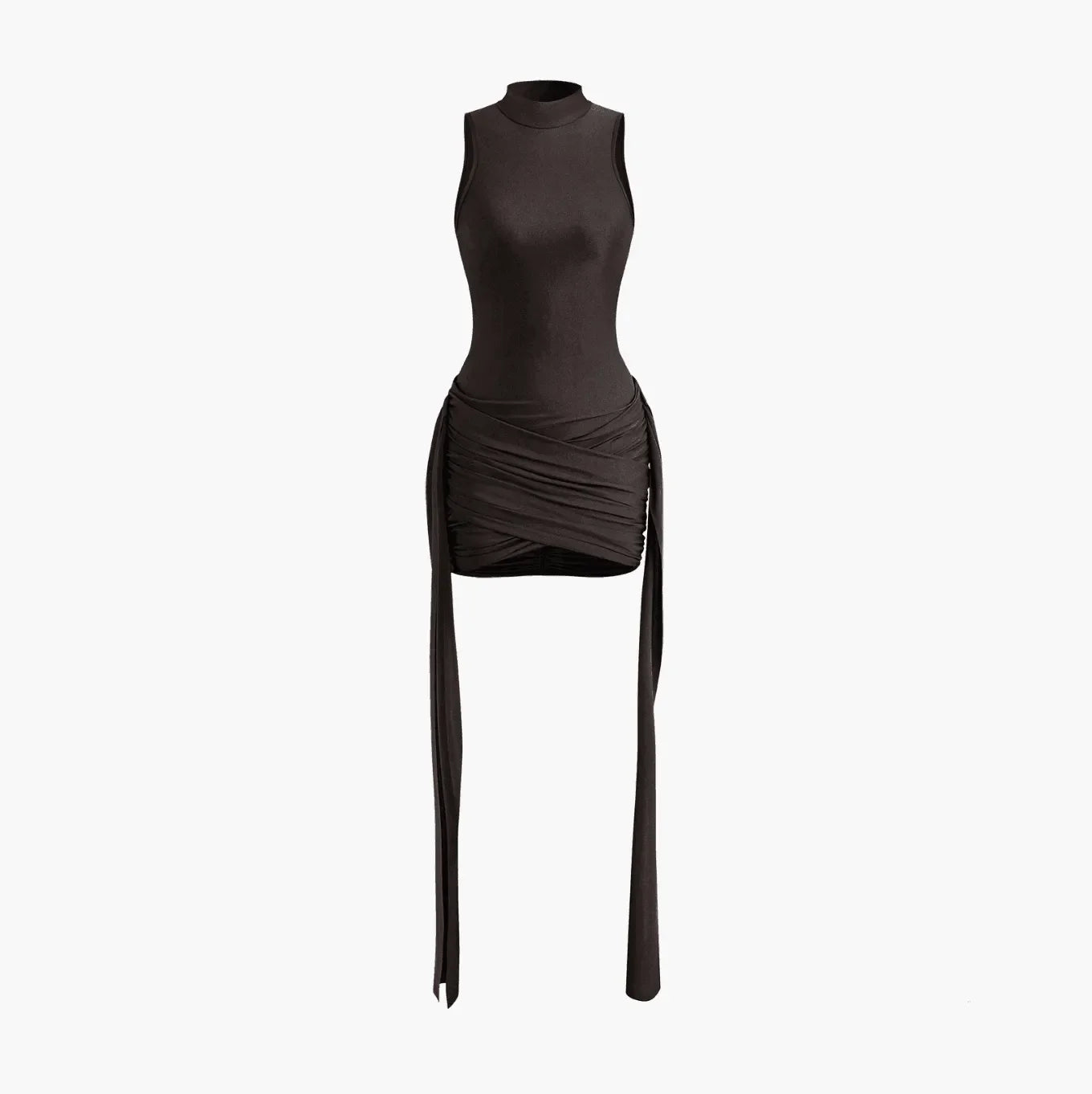 Ocane Vtements -Belle Soire Mock Turtle Neck Mini Dress Chocolate Brown / S Ocane Vtements -Belle Soire Mock Turtle Neck Mini Dress Chocolate Brown / S