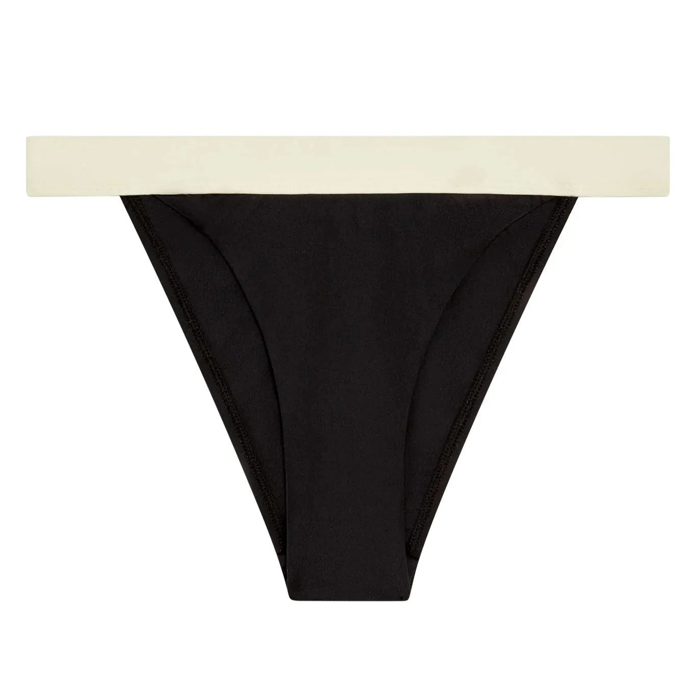 black bikini bottoms with contrasting waistband