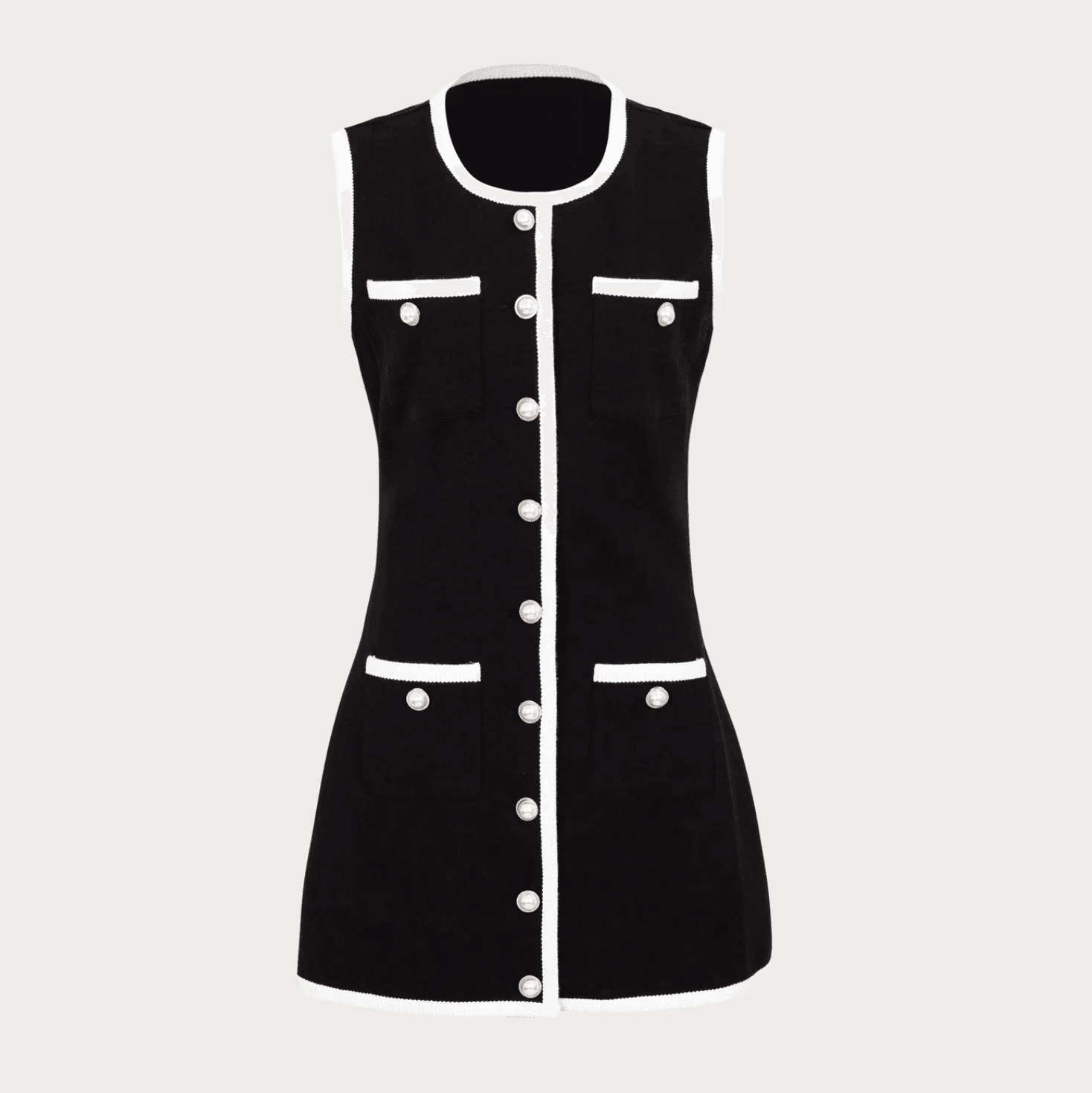 Nostalgia Sleeveless Knitted Mini Dress - Black / S - Mermaid Way