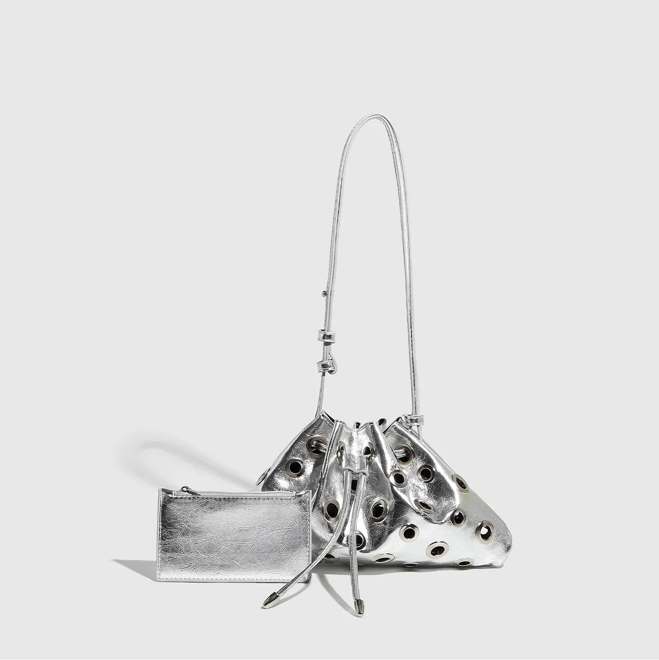 Nova Core Hollow Rivet Shoulder Bag - Black - Mermaid Way