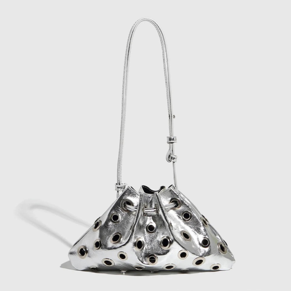 Nova Core Hollow Rivet Shoulder Bag - Black - Mermaid Way