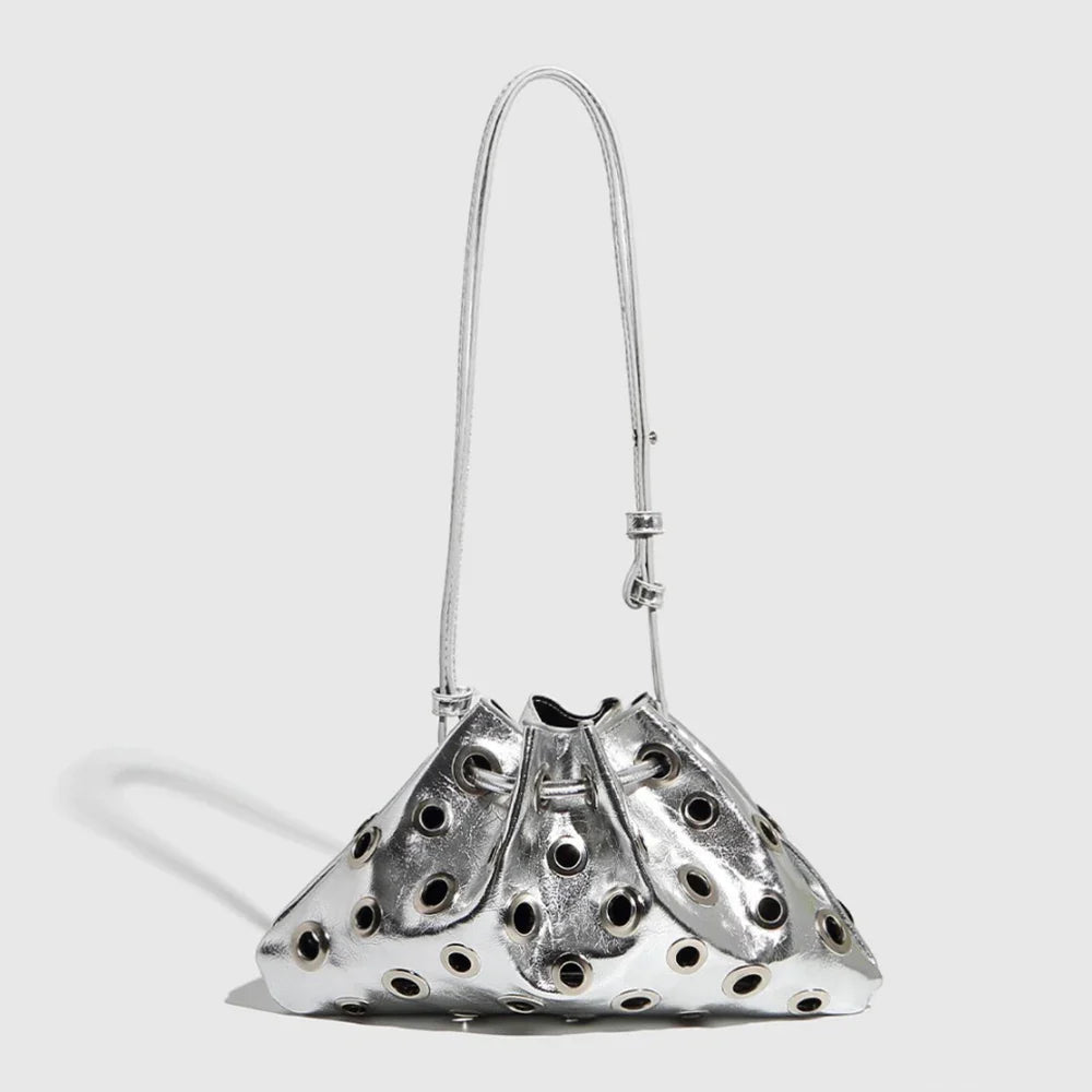 Nova Core Hollow Rivet Shoulder Bag - Black - Mermaid Way