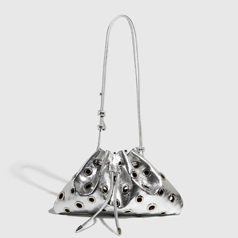 Nova Core Hollow Rivet Shoulder Bag - Black - Mermaid Way