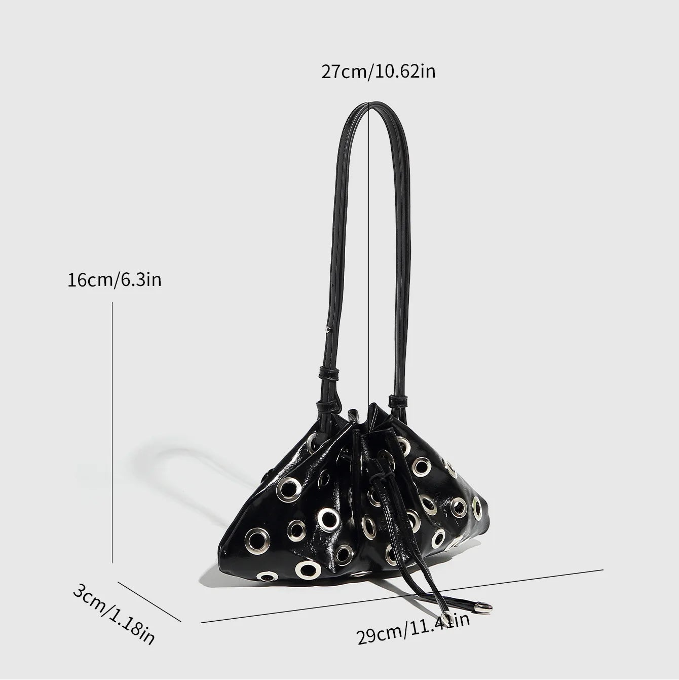 Nova Core Hollow Rivet Shoulder Bag - Black - Mermaid Way