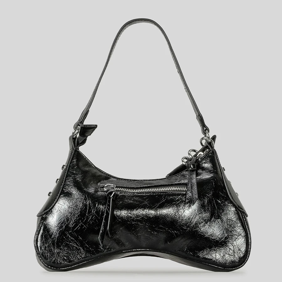Noxen Vintage Rivet Shoulder Bag - Black - Mermaid Way