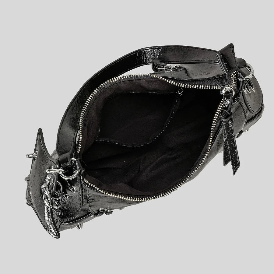 Noxen Vintage Rivet Shoulder Bag - Black - Mermaid Way