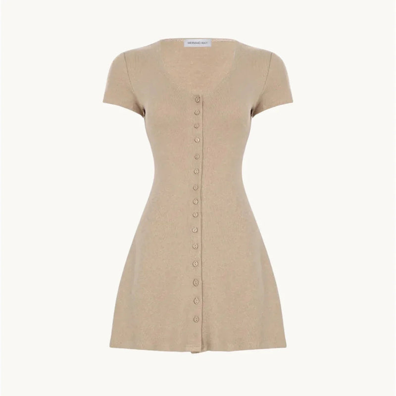 Nude Flow Knitted Mini Dress