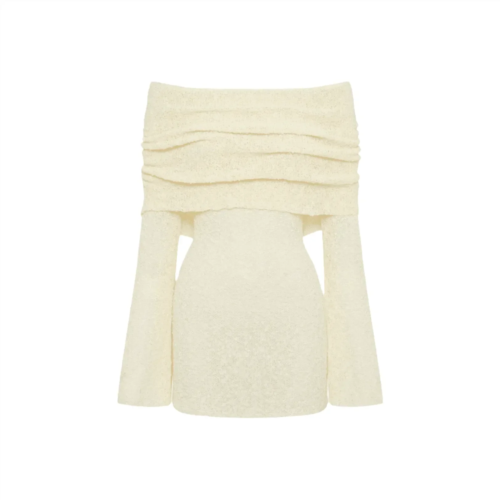 One Kiss Off Shoulder Boucle Mini Dress - White / S - Mermaid Way
