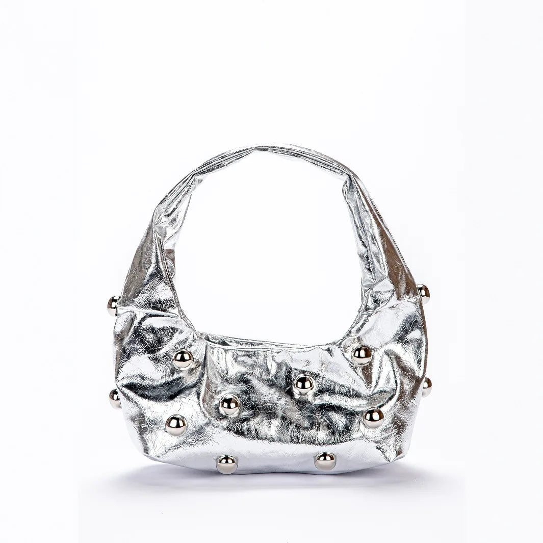 Orvia Rivet Cloud Shoulder Bag - Silver - Mermaid Way