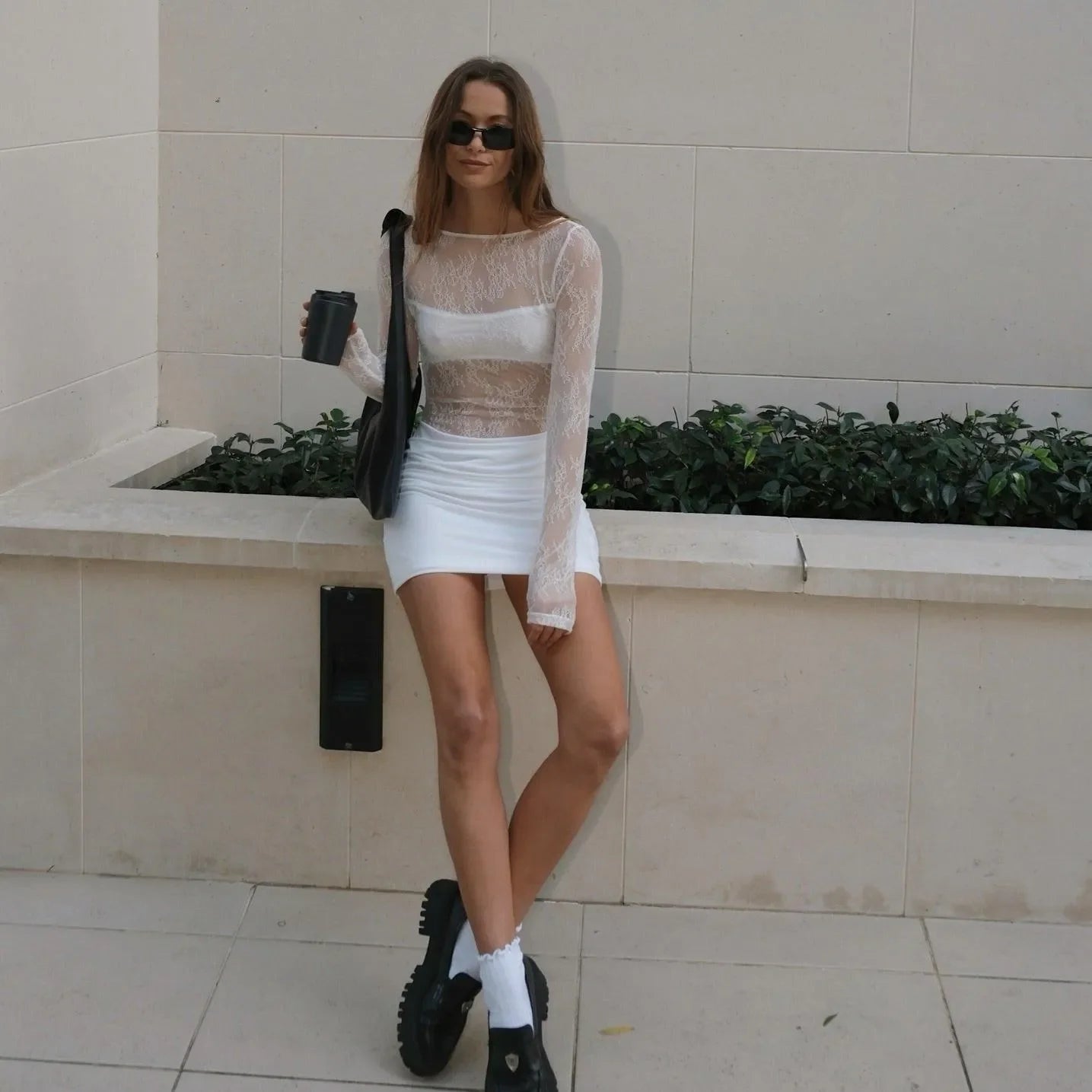 Playful Charm Lace Mini Dress - Black / S - Mermaid Way