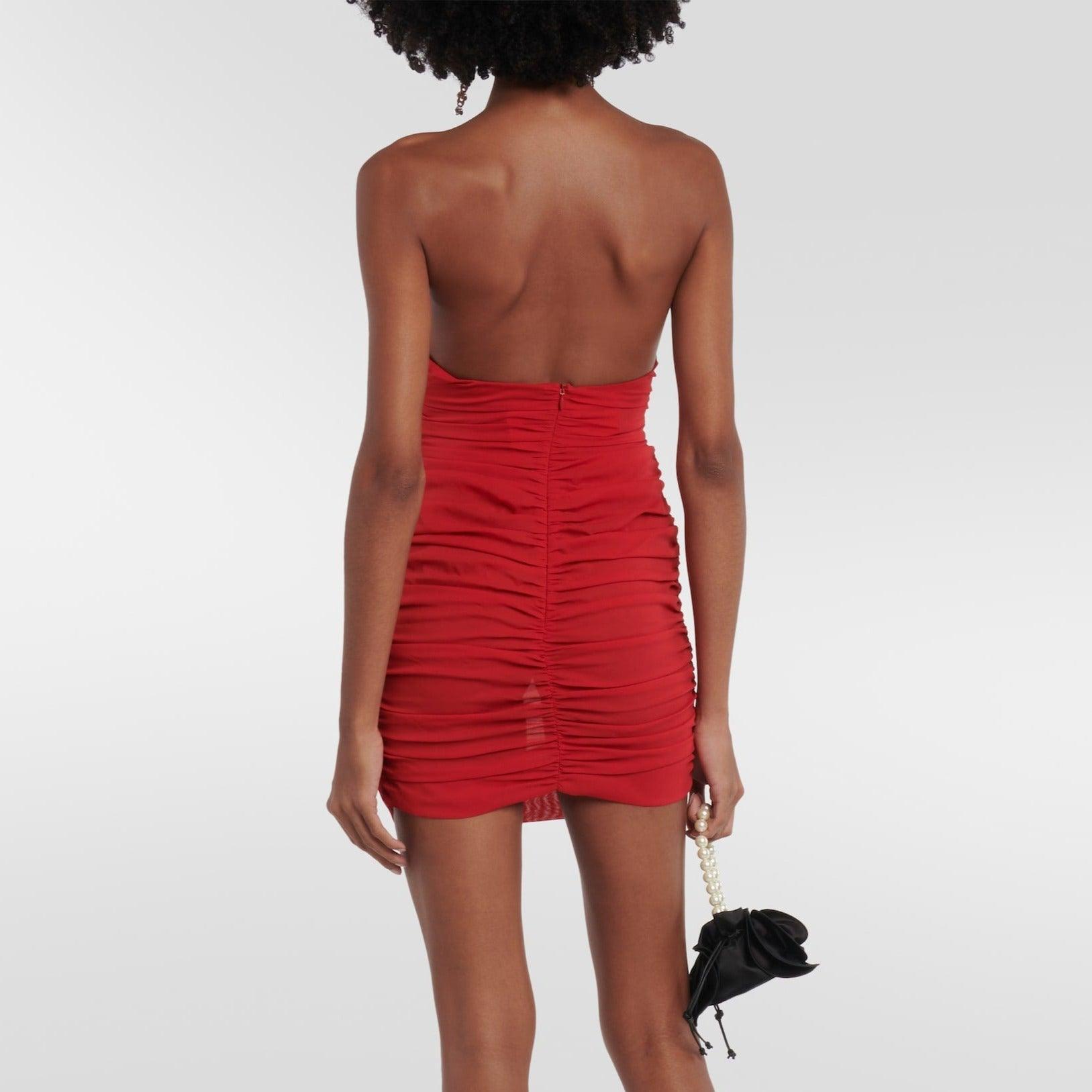 Ocane Vtements -Emily in Paris Appliqu Ruched Mini Dress Red / M Ocane Vtements -Emily in Paris Appliqu Ruched Mini Dress Red / M