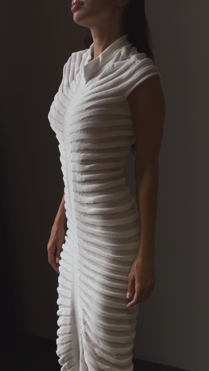Wild Angel Short Sleeve Stripe Knitted Midi Dress-