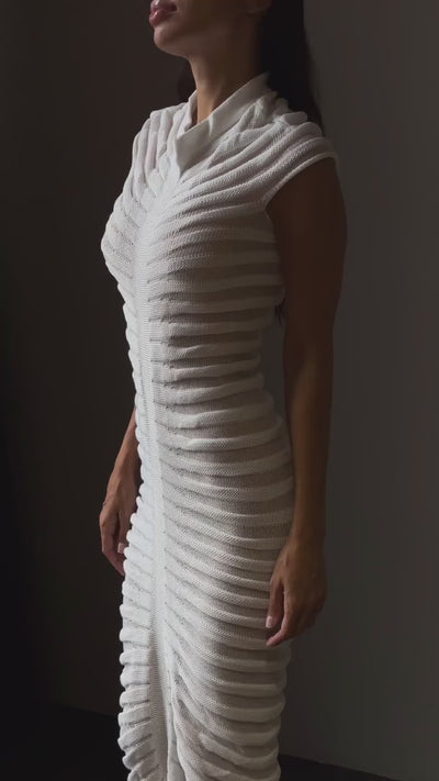 Wild Angel Short Sleeve Stripe Knitted Midi Dress-