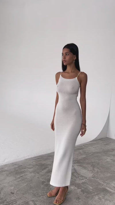 Bare Muse Ivory Cloud-Knit Maxi Dress-