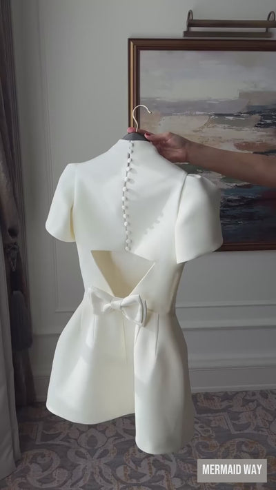 Elegant Occasion White Bow Mini Dress - Mermaid Way Video