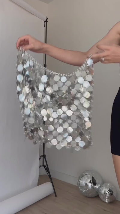 Silver Bubbles Sequin Embellished Mini Skirt - Mermaid Way Video