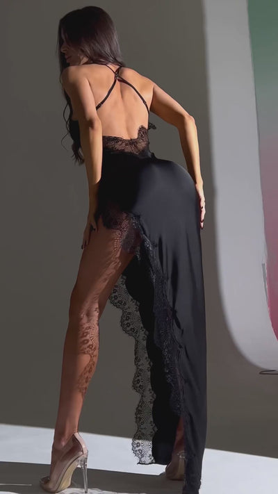 Charlie Lace Satin Midi Dress - Mermaid Way Video