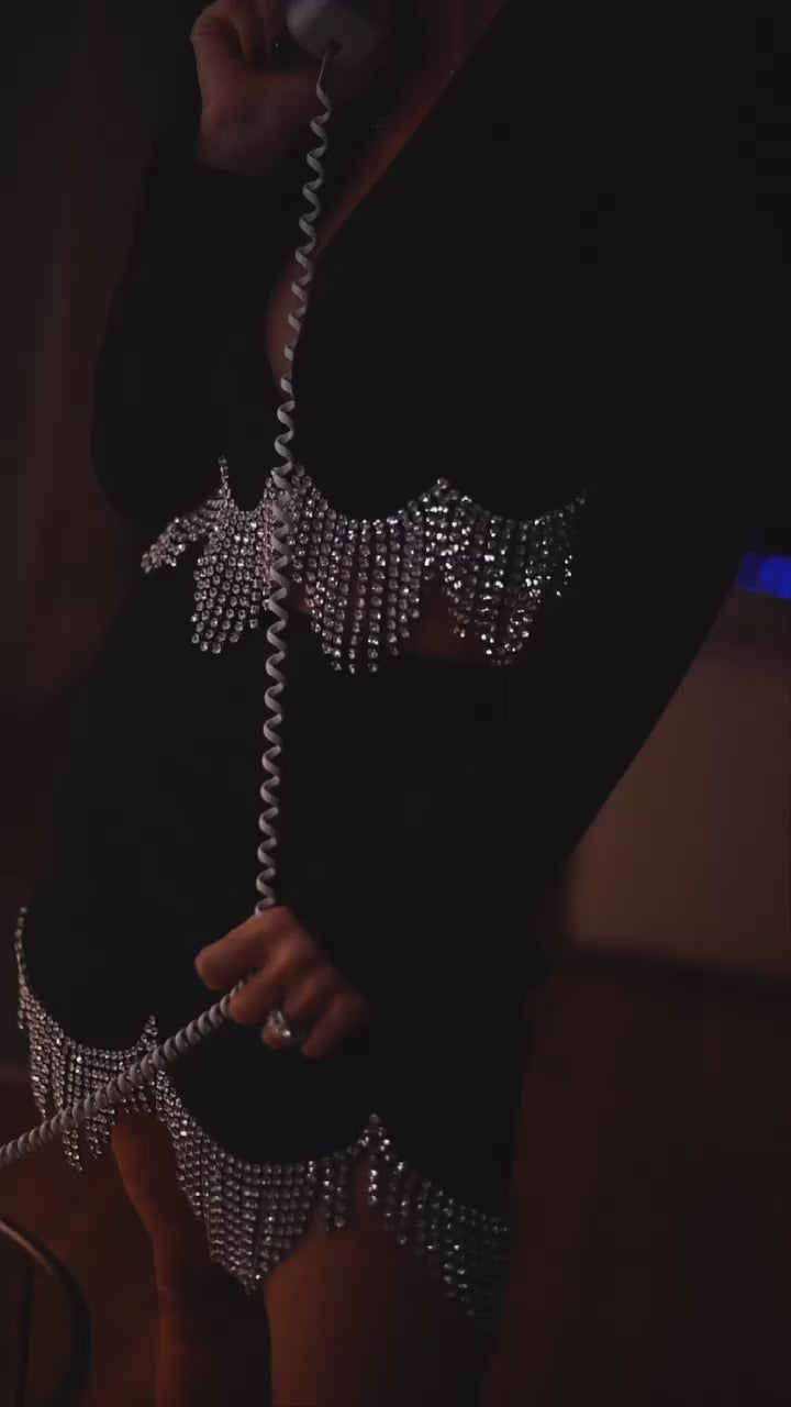 Sensation Crystal Hem Blazer & Skirt Set - Mermaid Way Video