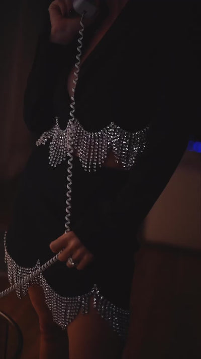 Sensation Crystal Hem Blazer & Skirt Set - Mermaid Way Video