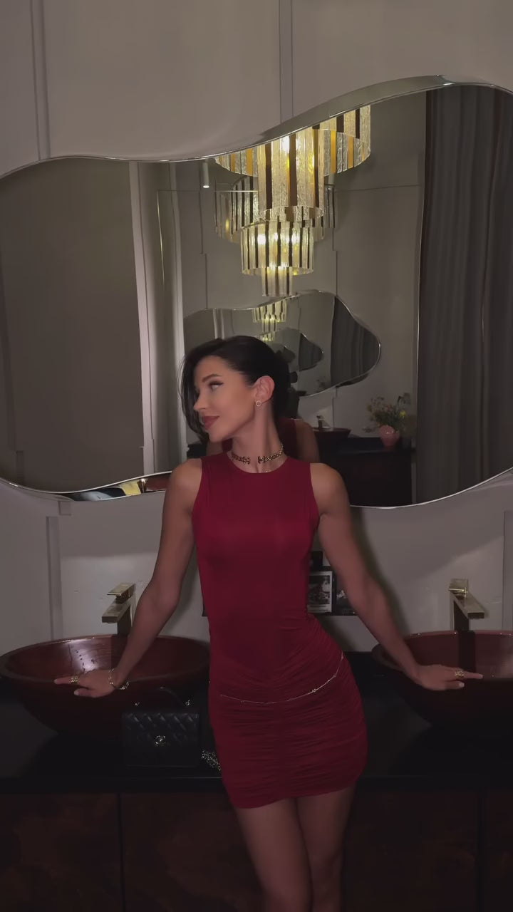 Zaira Ruched Bodycon Mini Dress - Red / S - Mermaid Way