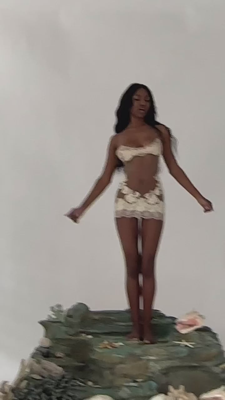 Te Amo Lace Mesh White Mini Dress - Mermaid Way Video