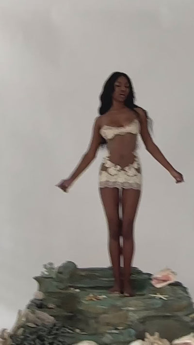 Te Amo Lace Mesh White Mini Dress - Mermaid Way Video