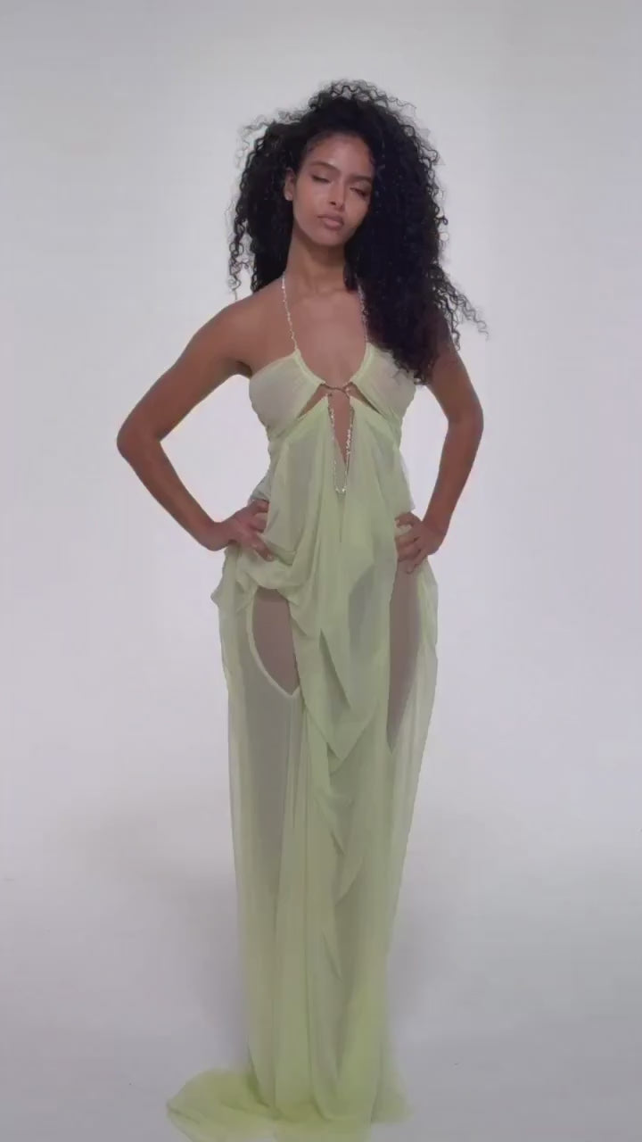 cascade silk maxi dress DEPLOY London CASCADE Halter-Neck Silk Maxi Dress Sustainable Fashion