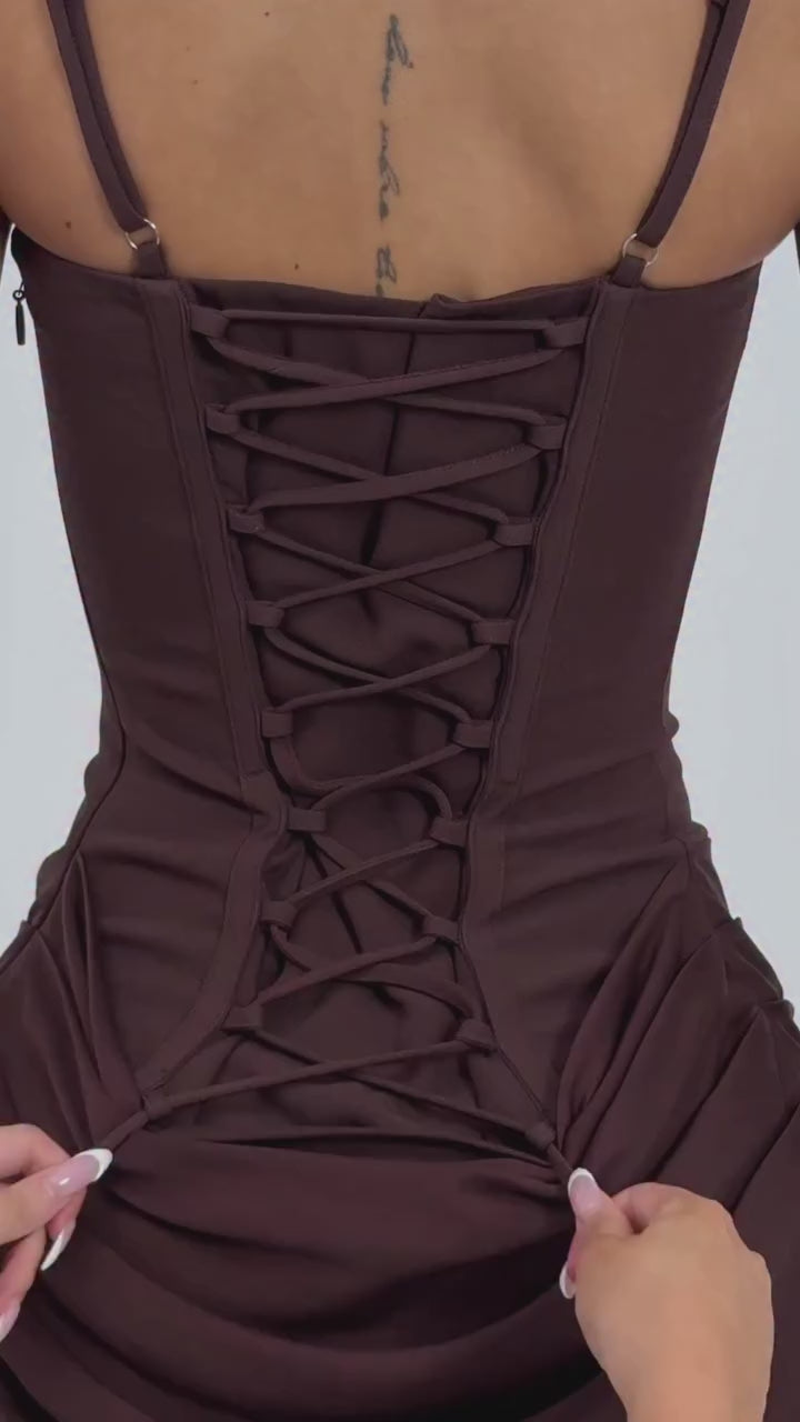 Perfect Date Corset Mini Dress - Brown / S - Mermaid Way