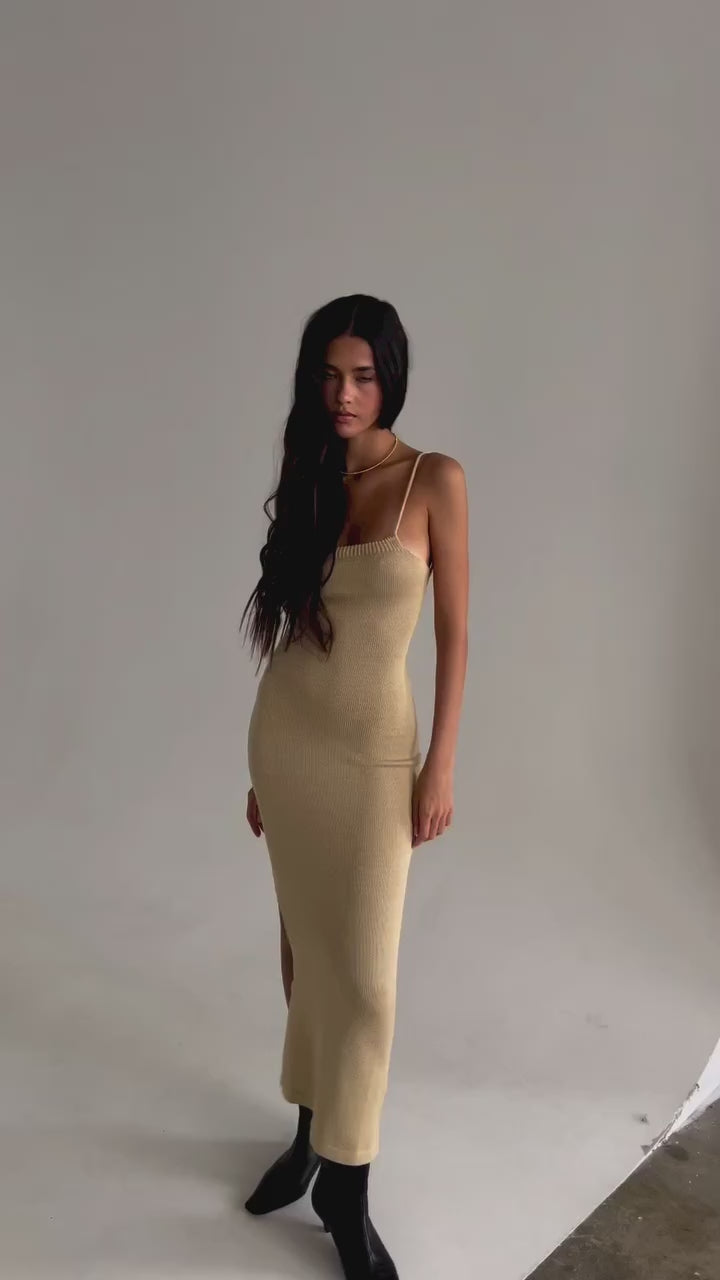 Bare Muse Khaki Cloud-Knit Maxi Dress-