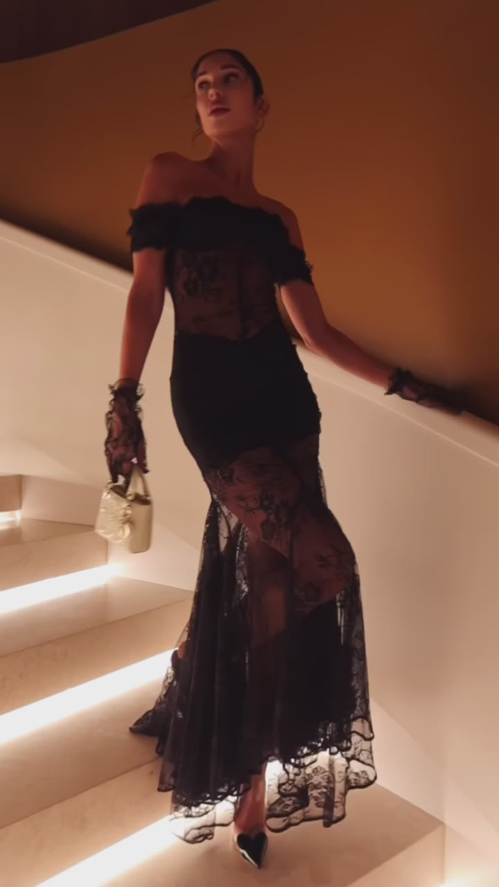 Sweet Intentions Lace Maxi Dress with Gloves - Mermaid Way Video
