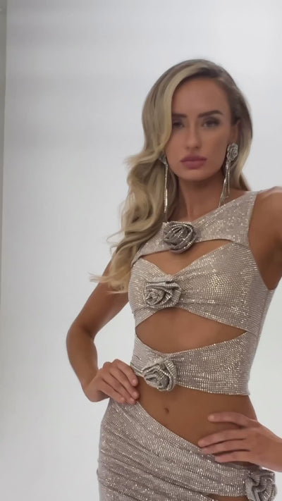 My Moment Rhinestone Cutout Two Piece Set - Mermaid Way Video 