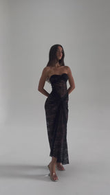 Her Figure Strapless Lace Maxi Dress