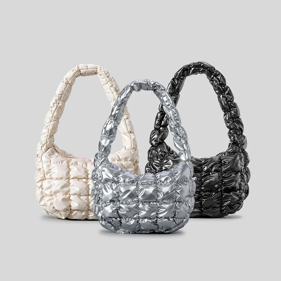 Pufira Ruched Quilted Hobos Shoulder Bag - Black - Mermaid Way